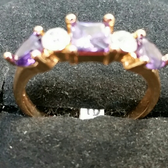 Amethyst and cubic rose gold ring - Picture 3 of 5